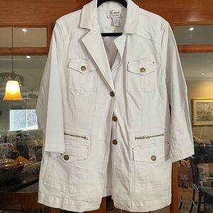 Linea by Louis Dell'Olio White Utility Jacket with Gold Hardware